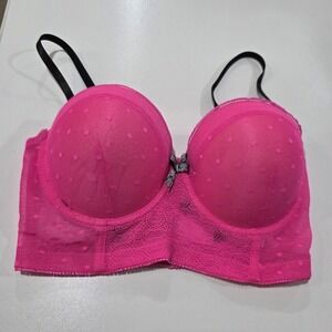 Body‎ Frosting Bra 34D Padded Underwire Hot Pink Lace Push Up Bra